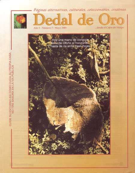 La foto de la portada de  nuestra edicin n 7, se titula Otoño en San José, hoja de nogal, y es del fotógrafo Fco. Andrés Zavala Campos, colaborador de esta revista.  El verso  es de Neruda, de Mariposa de Otoño, Crepusculario.
