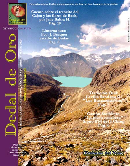 Portada del n&uacute;mero 24, Abril y Mayo del 2005. Foto de El Embalse del Yeso, la gr&aacute;fica es de Fco. Andr&eacute;s Zavala C.