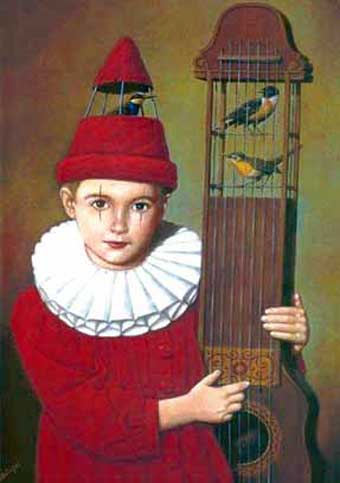 Con la cabeza a pájaros de Rafal Olbinski