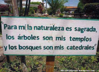 Pancarta sobre la sacralidad de la naturaleza