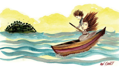 Ilustraci&oacute;n de Onii Planett para ''La isla de los cuervos curiches ''.