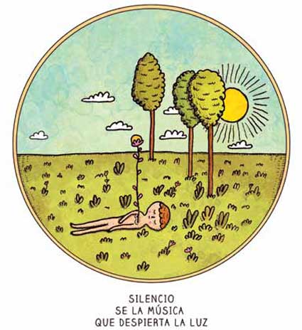Silencio, sé la música que despierta la luz.
