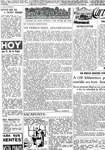 Página del diario con la crónica original.