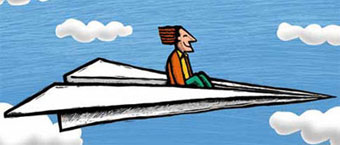 Avi&oacute;n de papel con un tripulante.