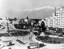 Estación Pirque frente a la actual Plaza Baquedano (Plaza Italia)